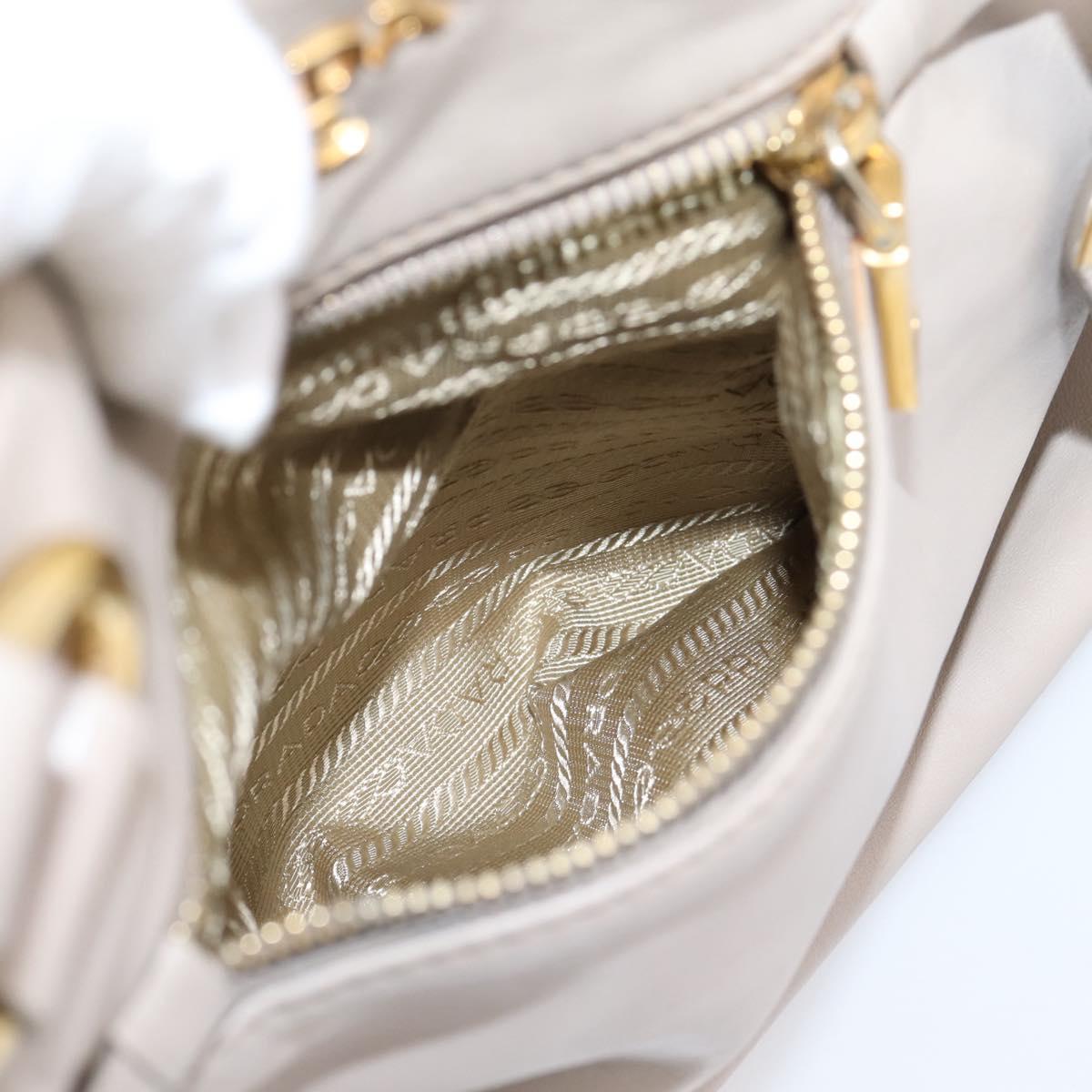 PRADA Tote Bag Leather 2way Gray Gold Auth 208003V