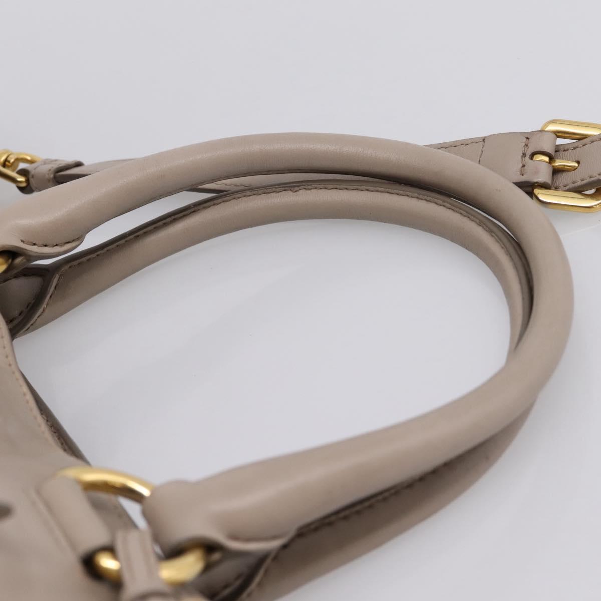 PRADA Tote Bag Leather 2way Gray Gold Auth 208003V