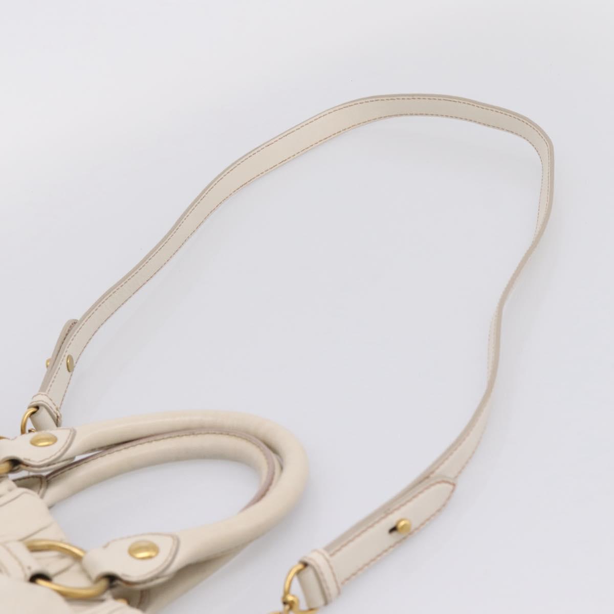 Miu Miu Hand Bag Vitellolux 2way White Gold Auth 208004M