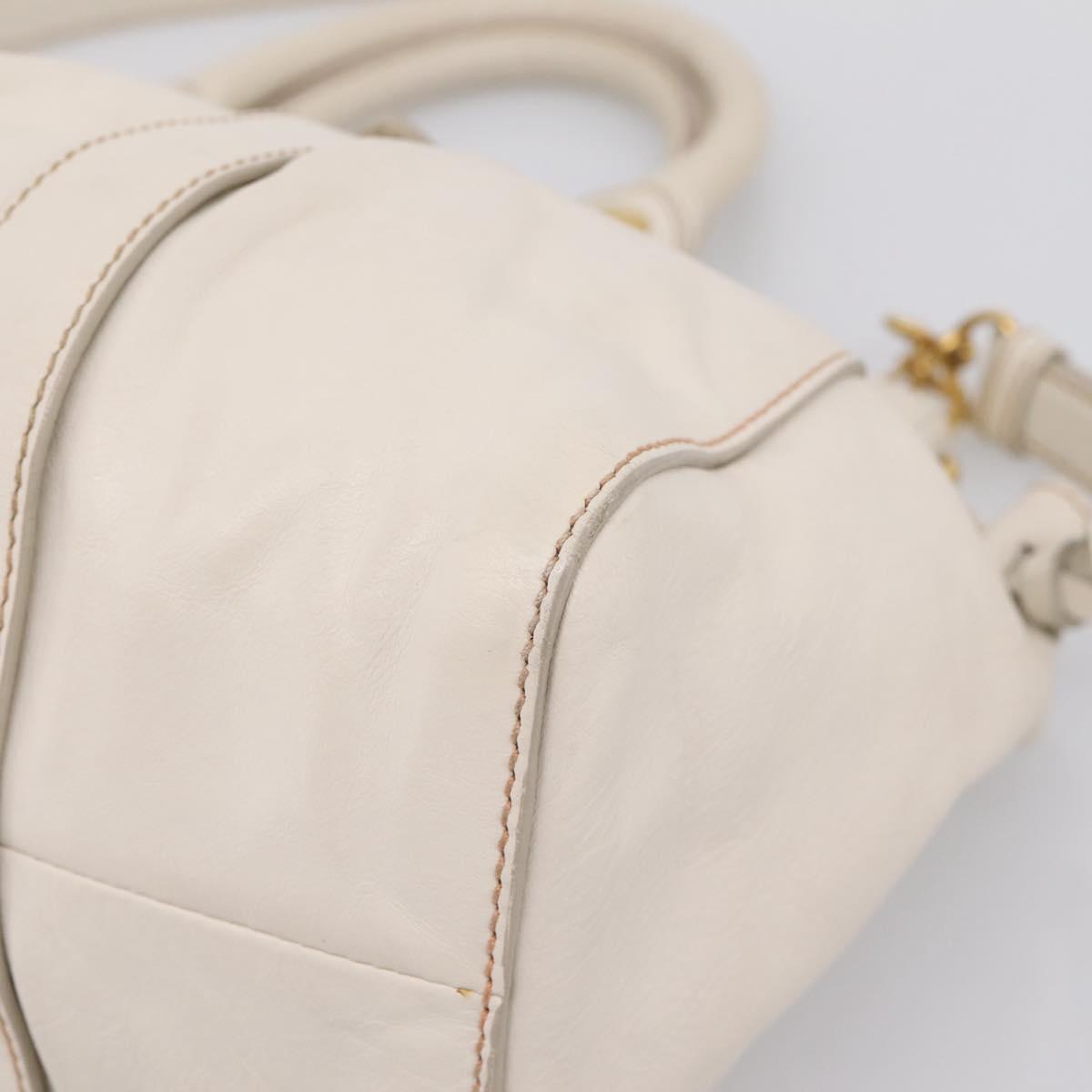 Miu Miu Hand Bag Vitellolux 2way White Gold Auth 208004M
