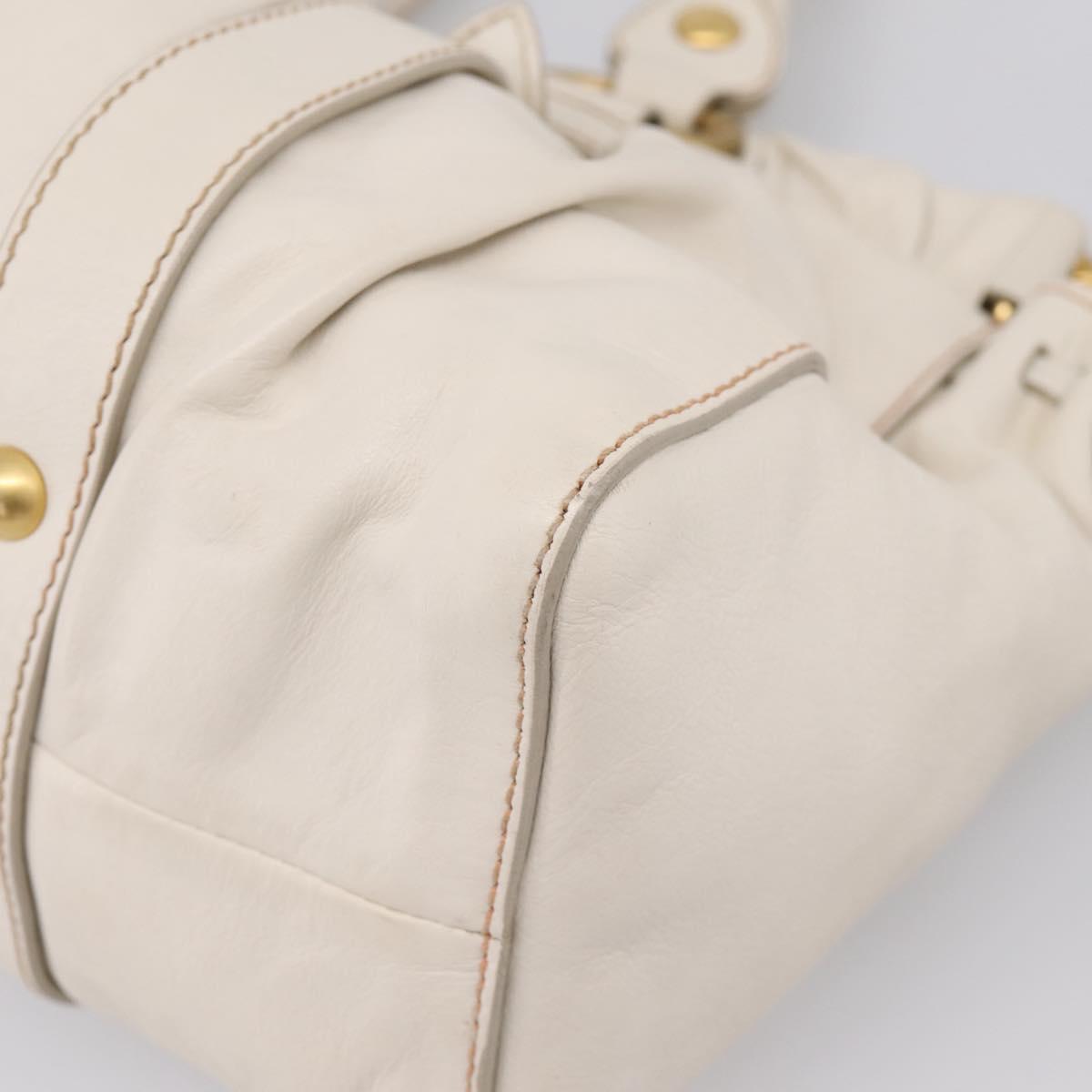 Miu Miu Hand Bag Vitellolux 2way White Gold Auth 208004M