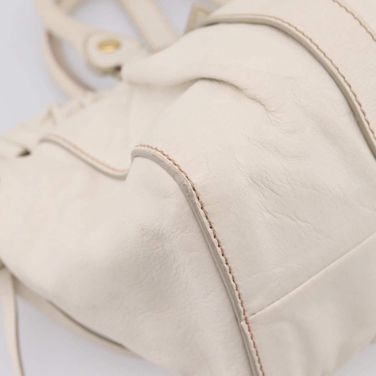 Miu Miu Hand Bag Vitellolux 2way White Gold Auth 208004M