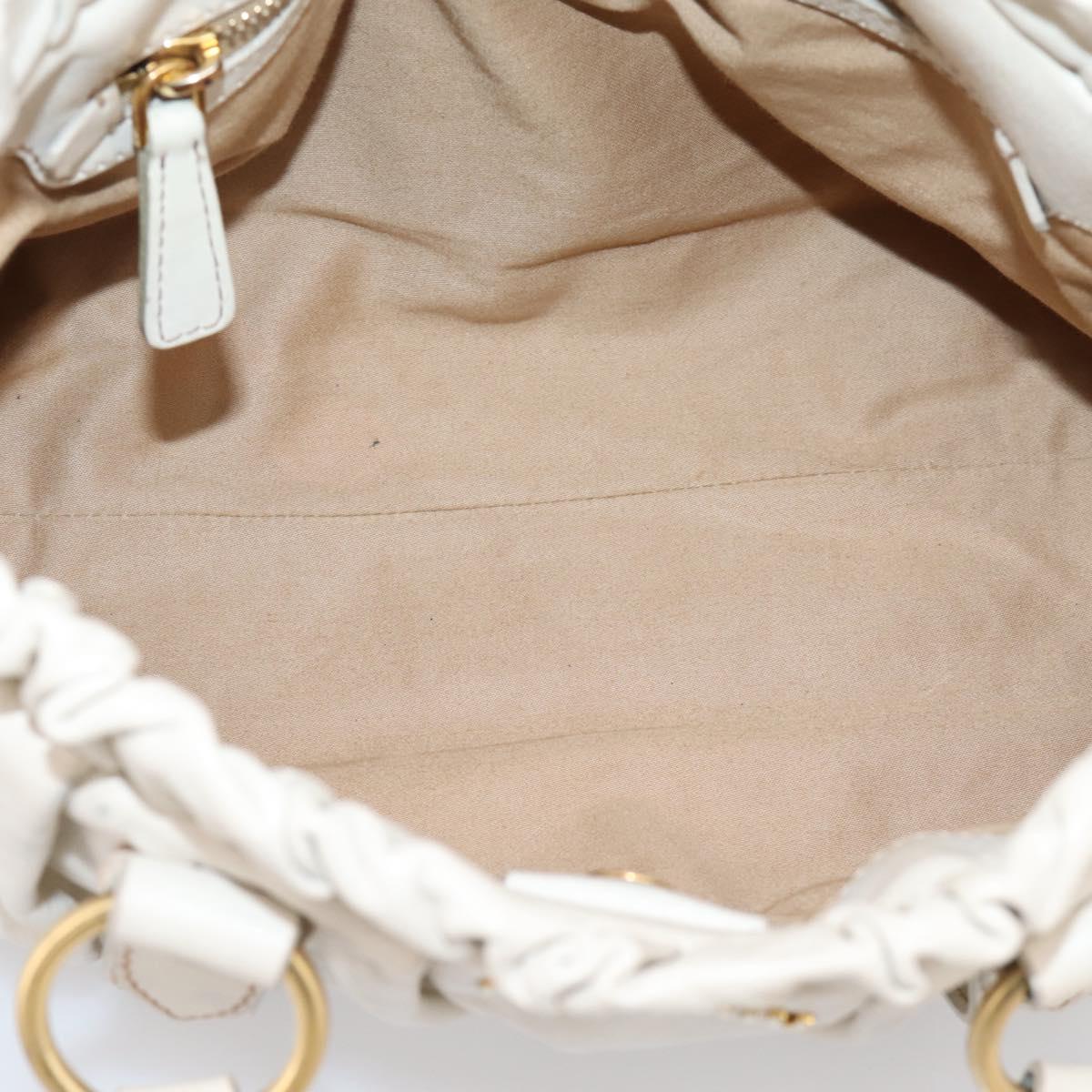 Miu Miu Hand Bag Vitellolux 2way White Gold Auth 208004M