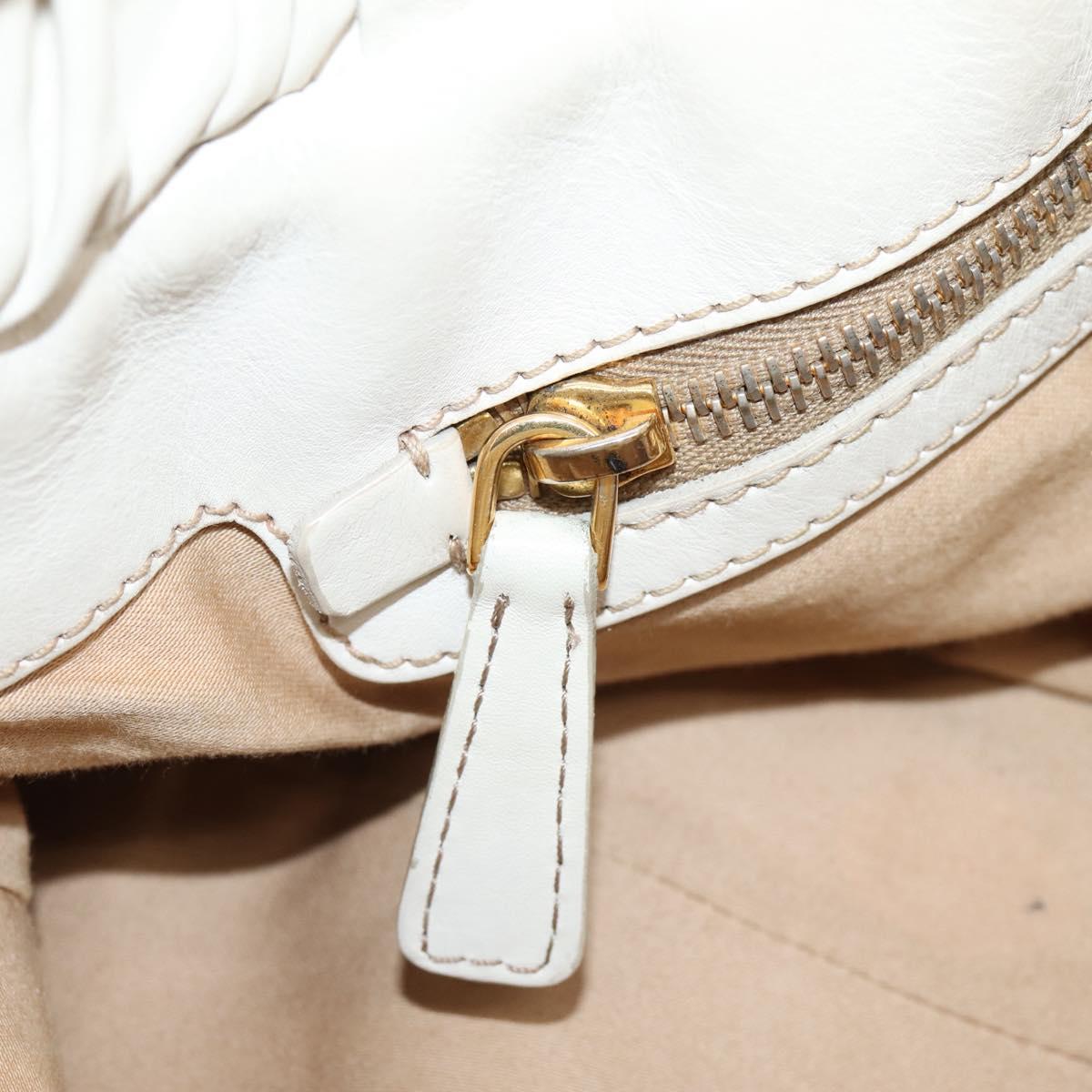 Miu Miu Hand Bag Vitellolux 2way White Gold Auth 208004M