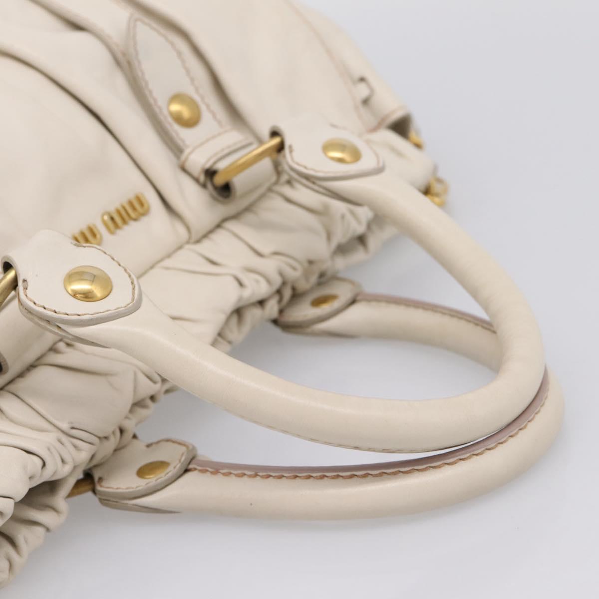 Miu Miu Hand Bag Vitellolux 2way White Gold Auth 208004M