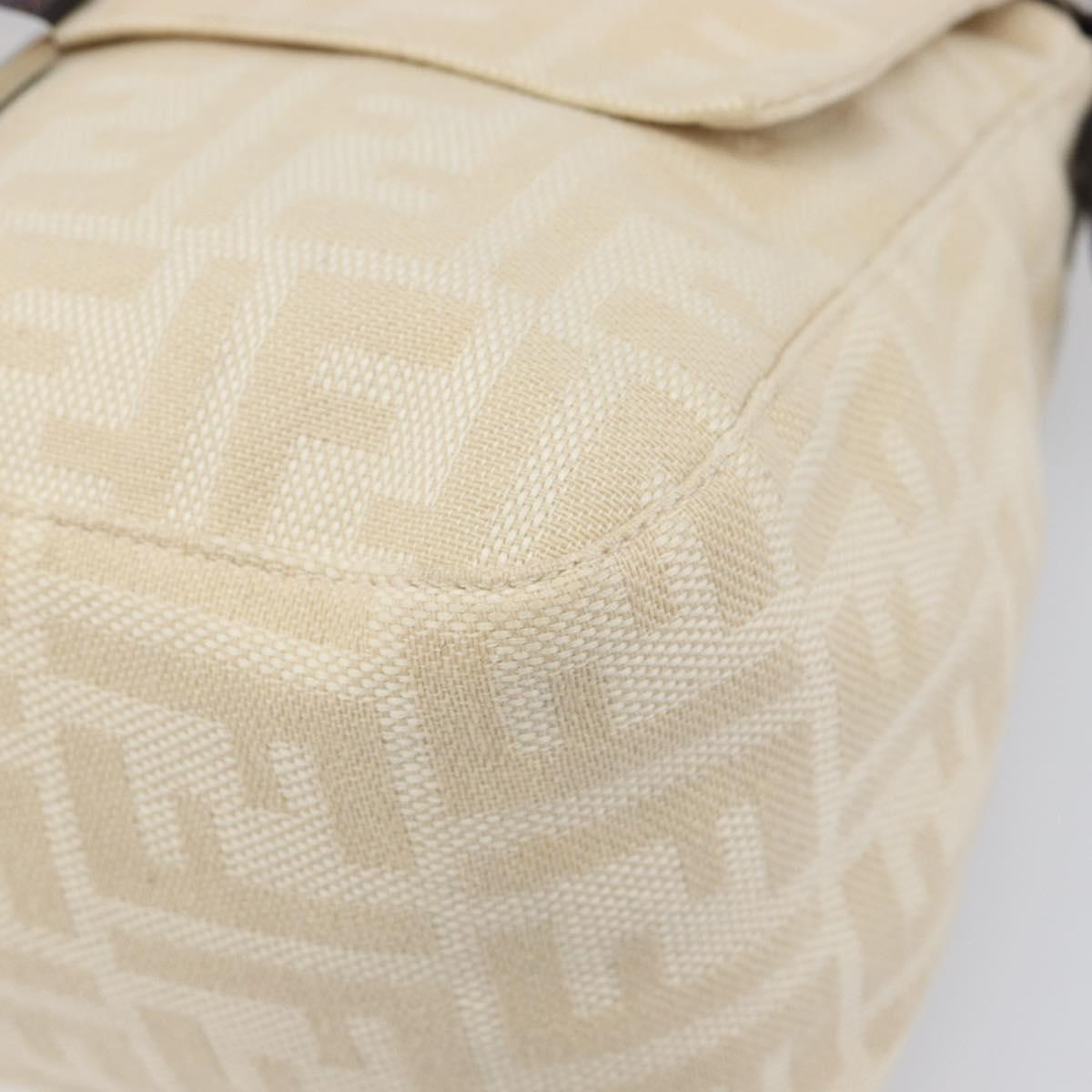 FENDI Zucca Canvas Mamma Baguette Shoulder Bag Ivory Silver Auth 208008V