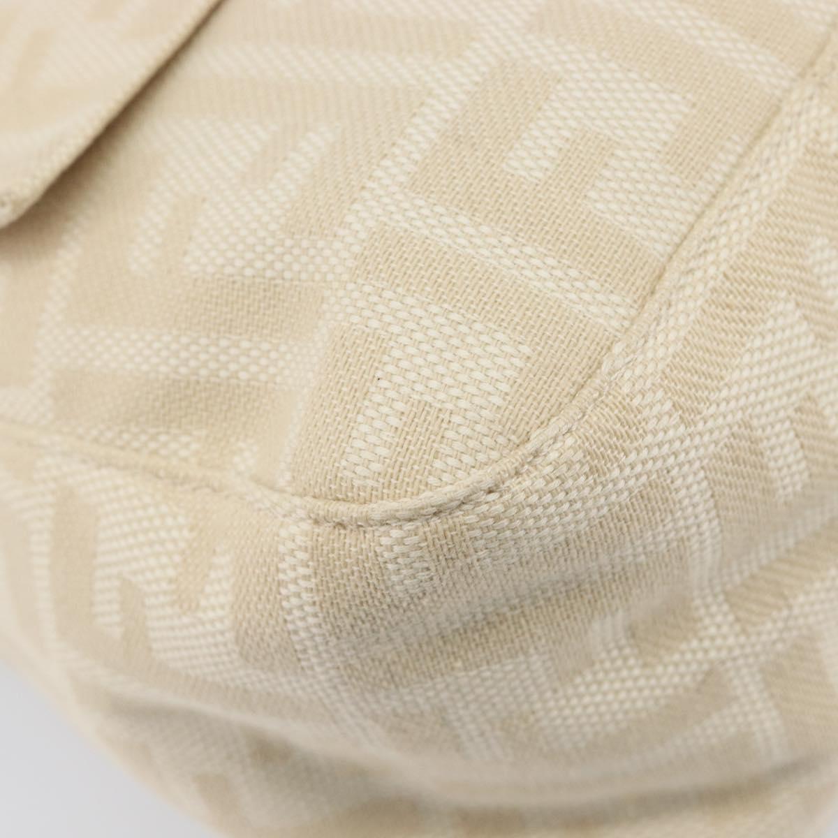 FENDI Zucca Canvas Mamma Baguette Shoulder Bag Ivory Silver Auth 208008V