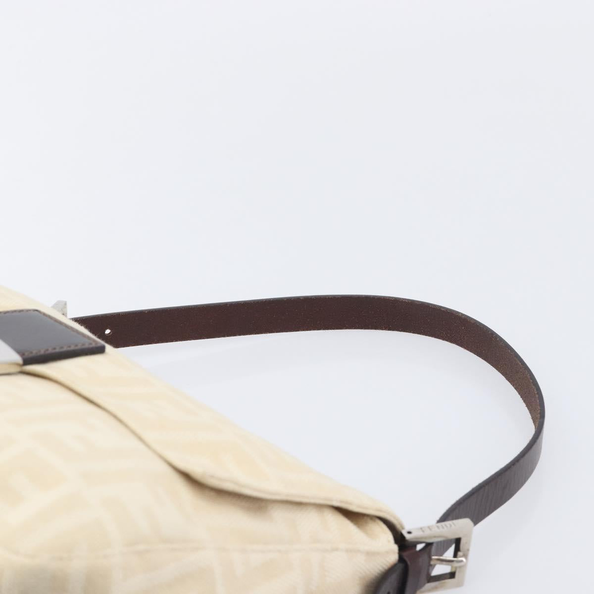 FENDI Zucca Canvas Mamma Baguette Shoulder Bag Ivory Silver Auth 208008V