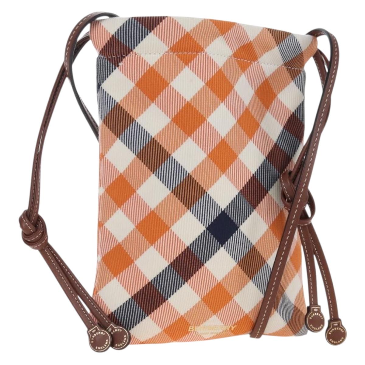 BURBERRY Nova Check Shoulder Bag Canvas Orange Gold Auth 208013V