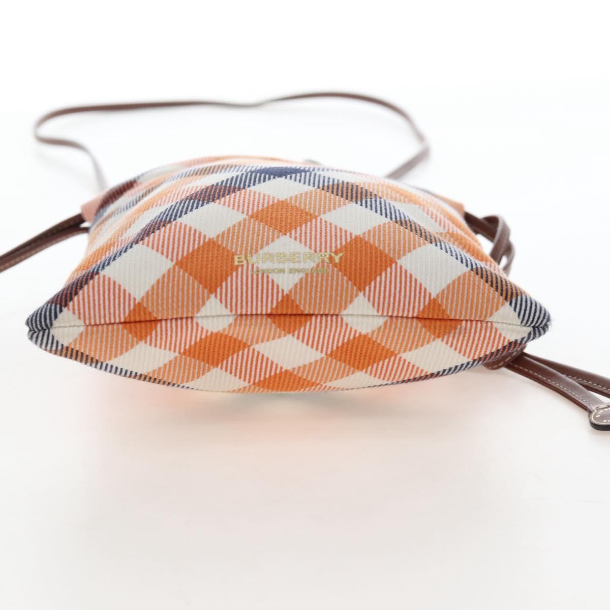 BURBERRY Nova Check Shoulder Bag Canvas Orange Gold Auth 208013V