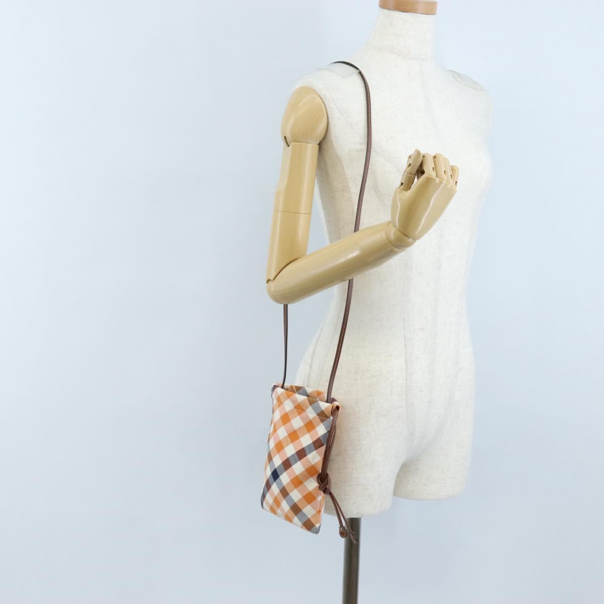 BURBERRY Nova Check Shoulder Bag Canvas Orange Gold Auth 208013V