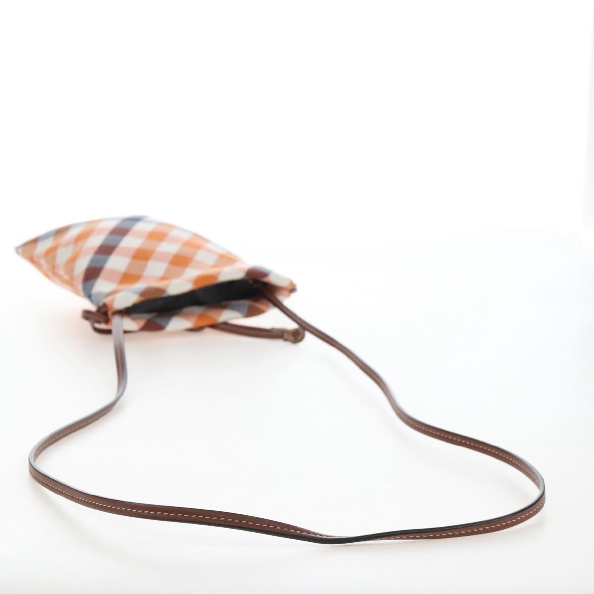 BURBERRY Nova Check Shoulder Bag Canvas Orange Gold Auth 208013V
