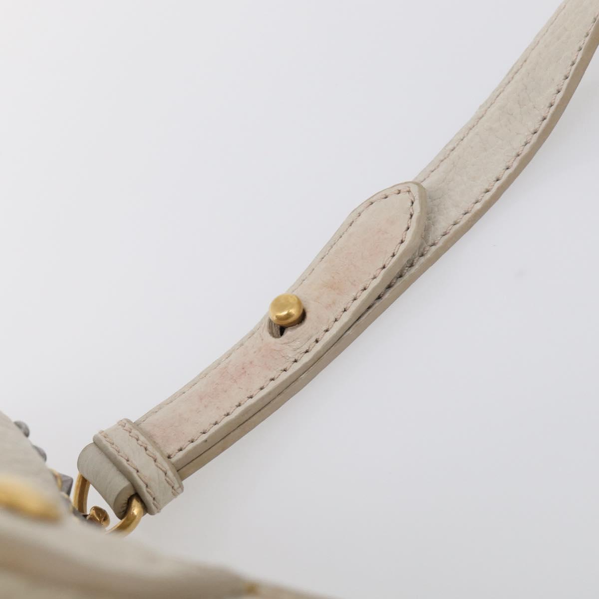 Miu Miu Hand Bag Leather 2way Ivory Gold Auth 208020A