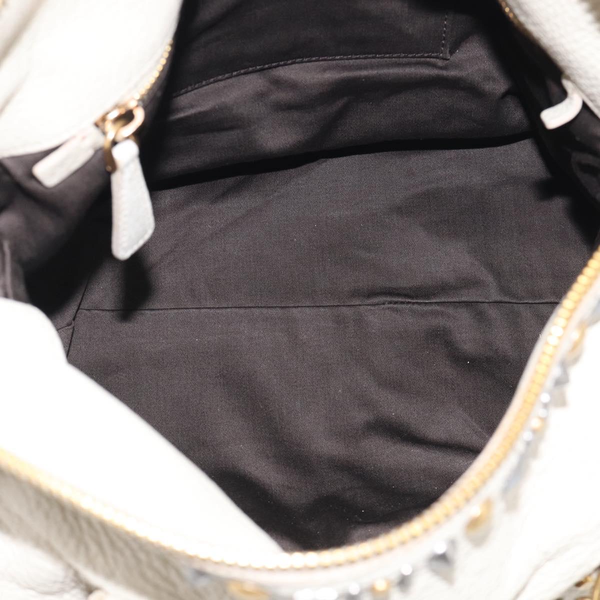 Miu Miu Hand Bag Leather 2way Ivory Gold Auth 208020A