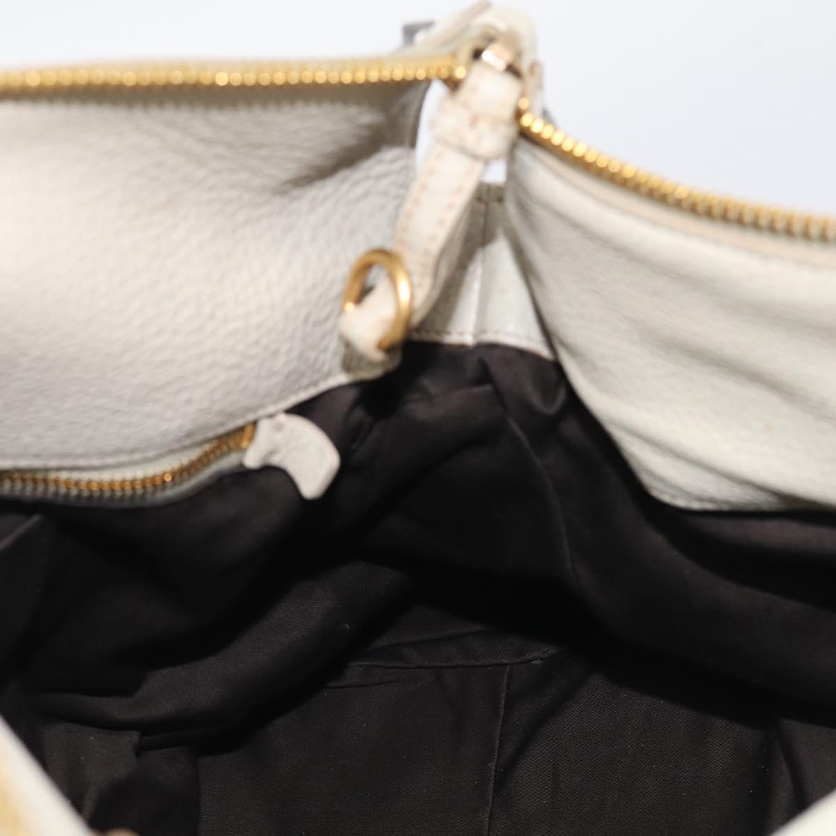 Miu Miu Hand Bag Leather 2way Ivory Gold Auth 208020A