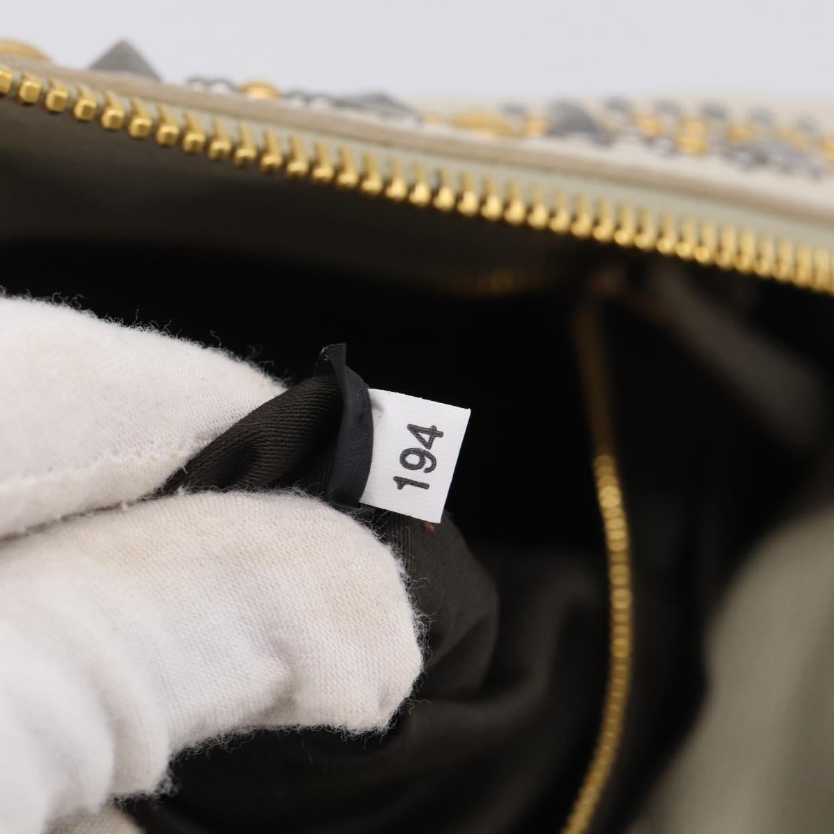 Miu Miu Hand Bag Leather 2way Ivory Gold Auth 208020A