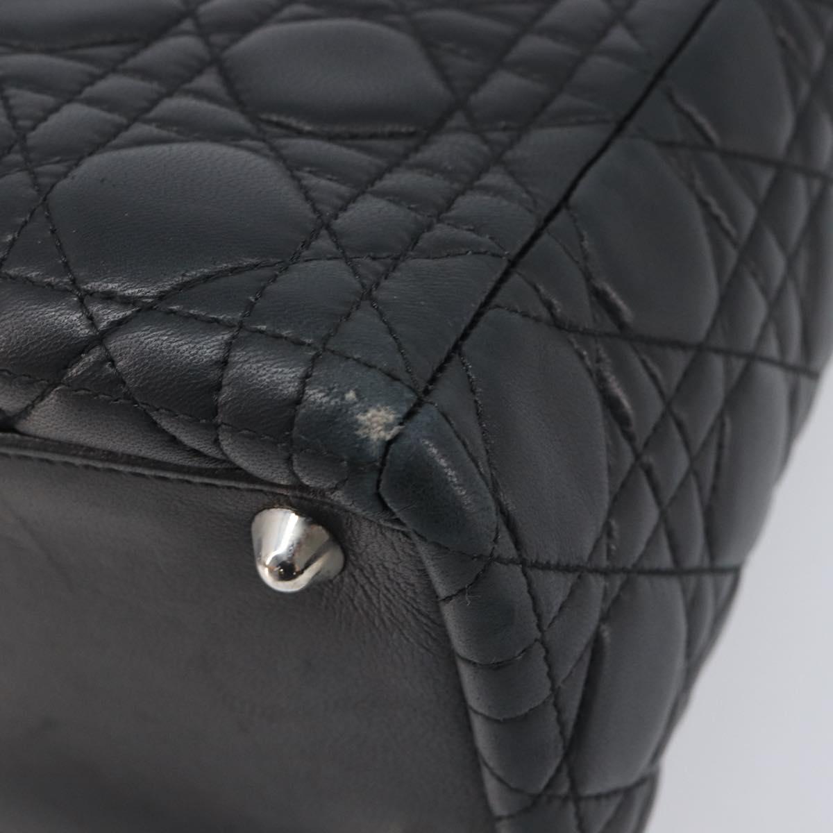 Christian Dior Canage Lady Dior Large Bag Lamb Skin 2way Black Auth 208025V