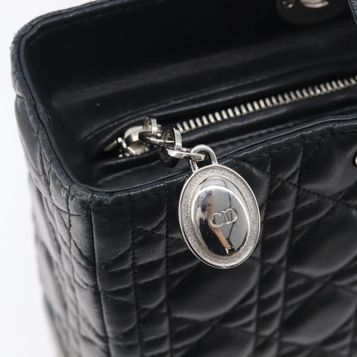 Christian Dior Canage Lady Dior Large Bag Lamb Skin 2way Black Auth 208025V