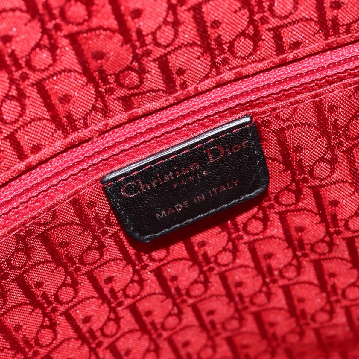Christian Dior Canage Lady Dior Large Bag Lamb Skin 2way Black Auth 208025V