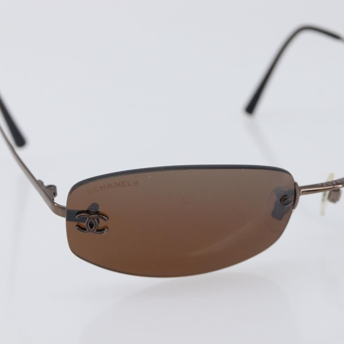 CHANEL COCO Mark Sunglasses metal Brown CC Auth 208027M