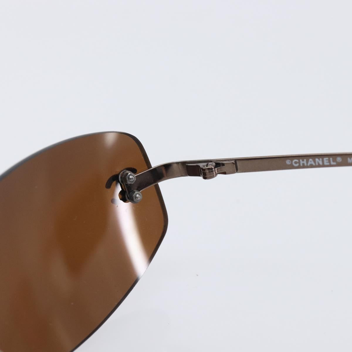CHANEL COCO Mark Sunglasses metal Brown CC Auth 208027M