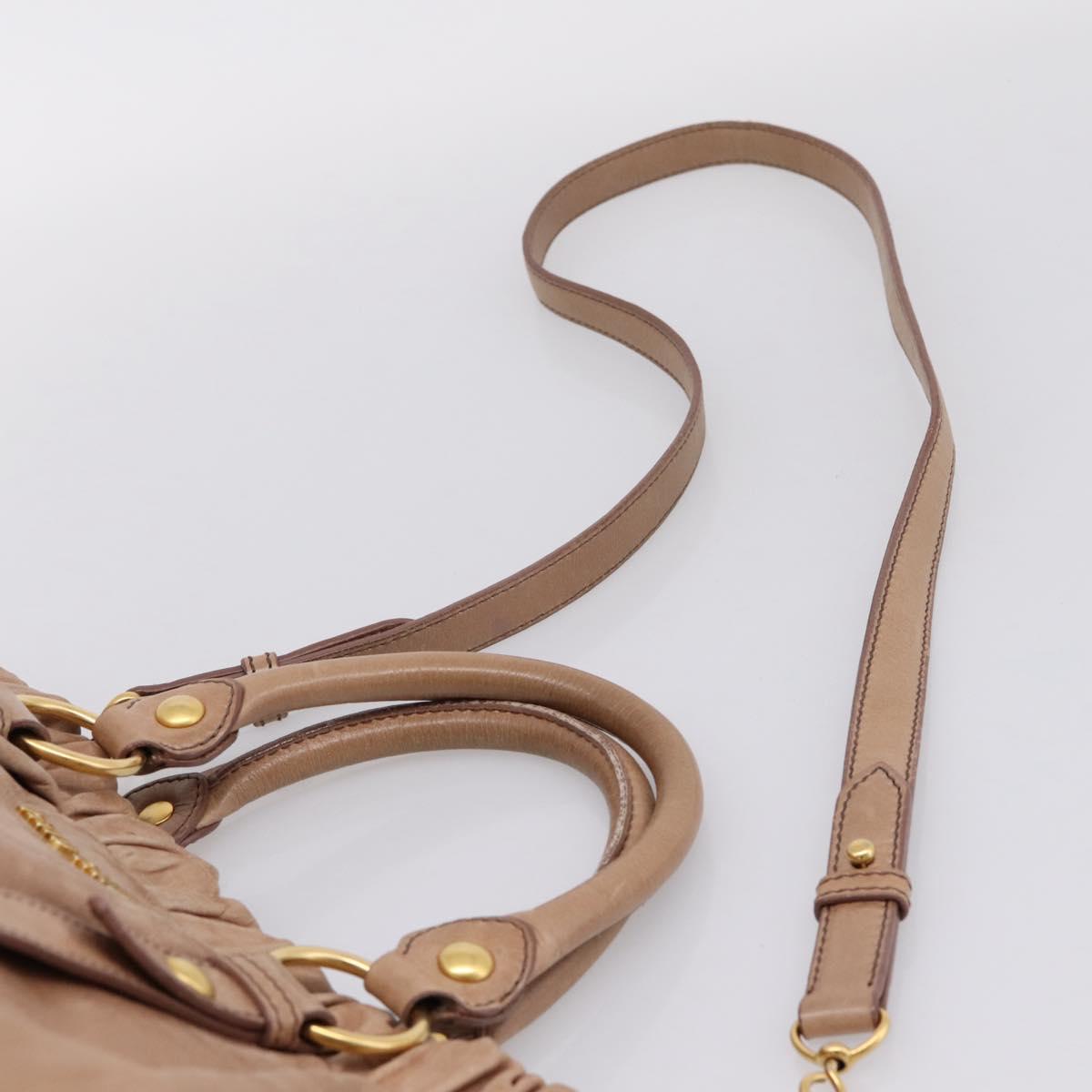 Miu Miu Hand Bag Vitellolux 2way Pink Gold Auth 208029A
