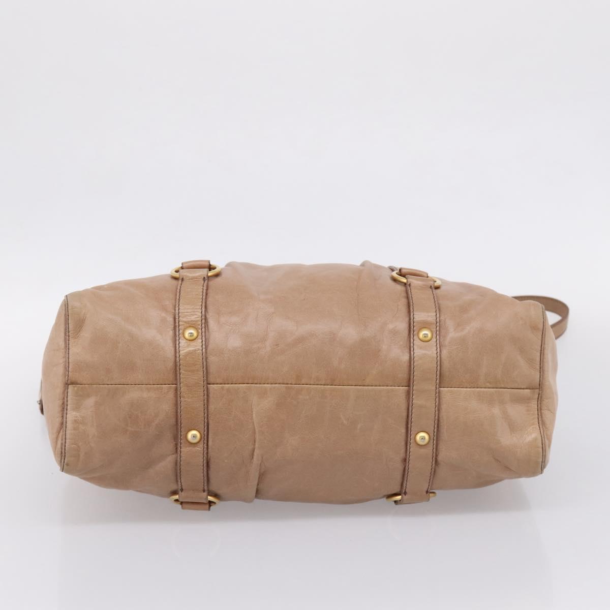 Miu Miu Hand Bag Vitellolux 2way Pink Gold Auth 208029A