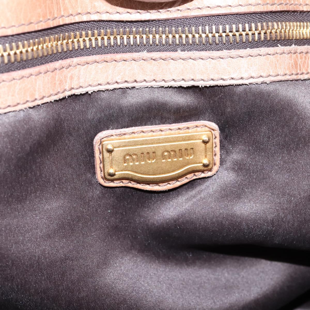Miu Miu Hand Bag Vitellolux 2way Pink Gold Auth 208029A