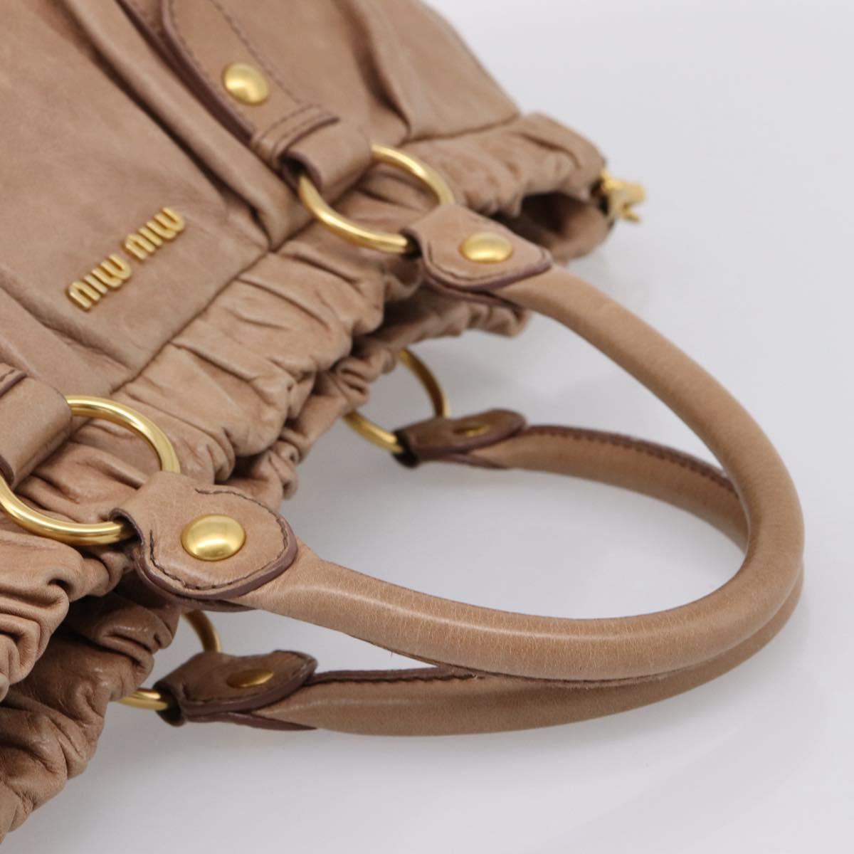 Miu Miu Hand Bag Vitellolux 2way Pink Gold Auth 208029A