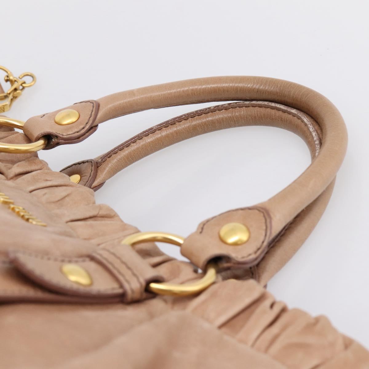 Miu Miu Hand Bag Vitellolux 2way Pink Gold Auth 208029A