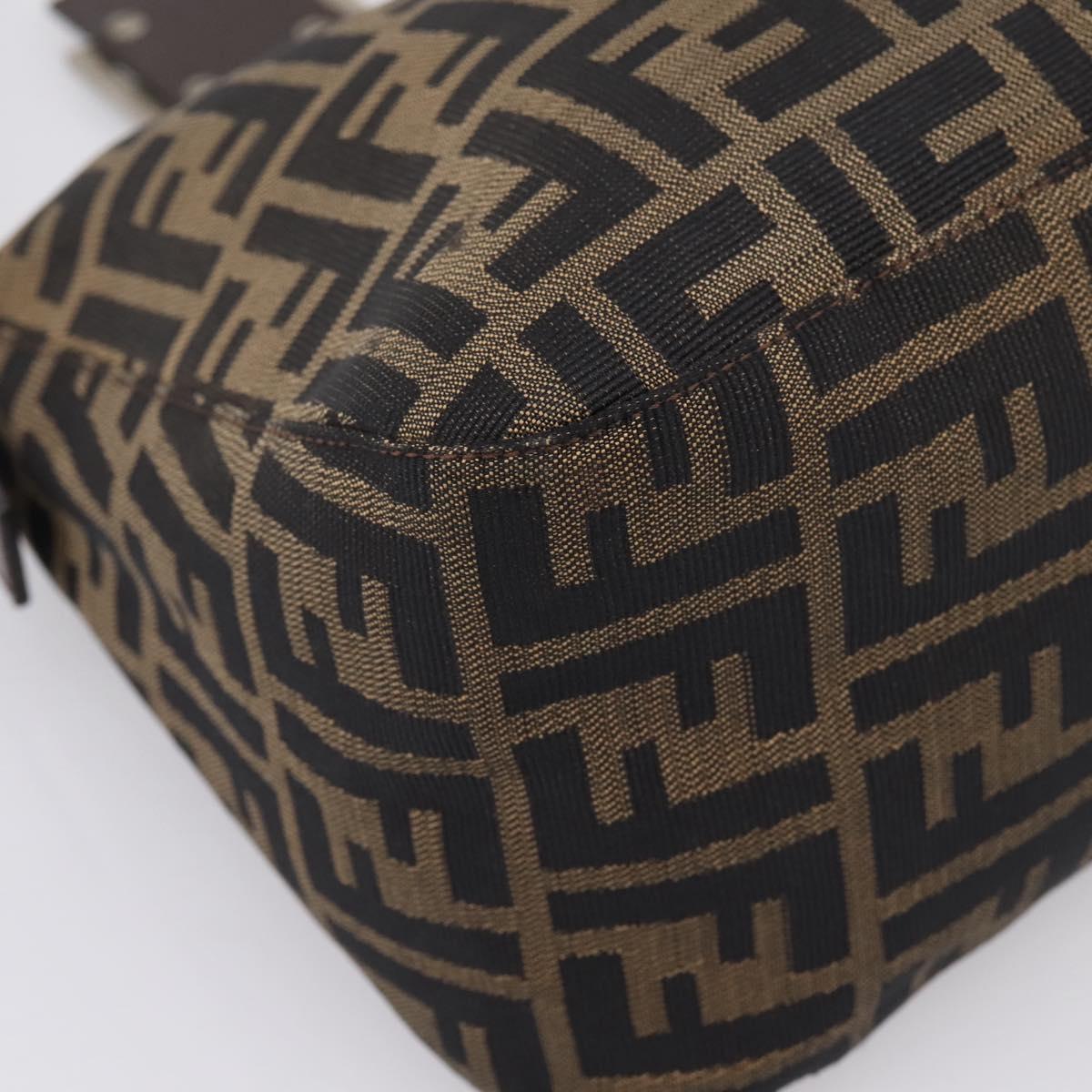 FENDI Zucca Canvas Mamma Baguette Shoulder Bag Brown Black 264260 Auth 208030