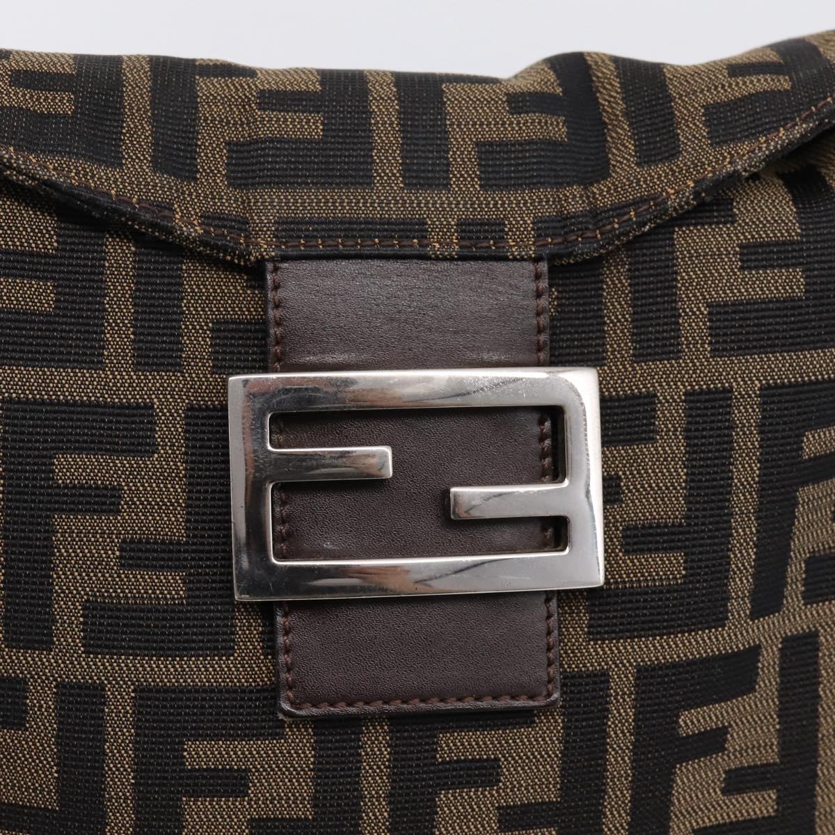 FENDI Zucca Canvas Mamma Baguette Shoulder Bag Brown Black 264260 Auth 208030