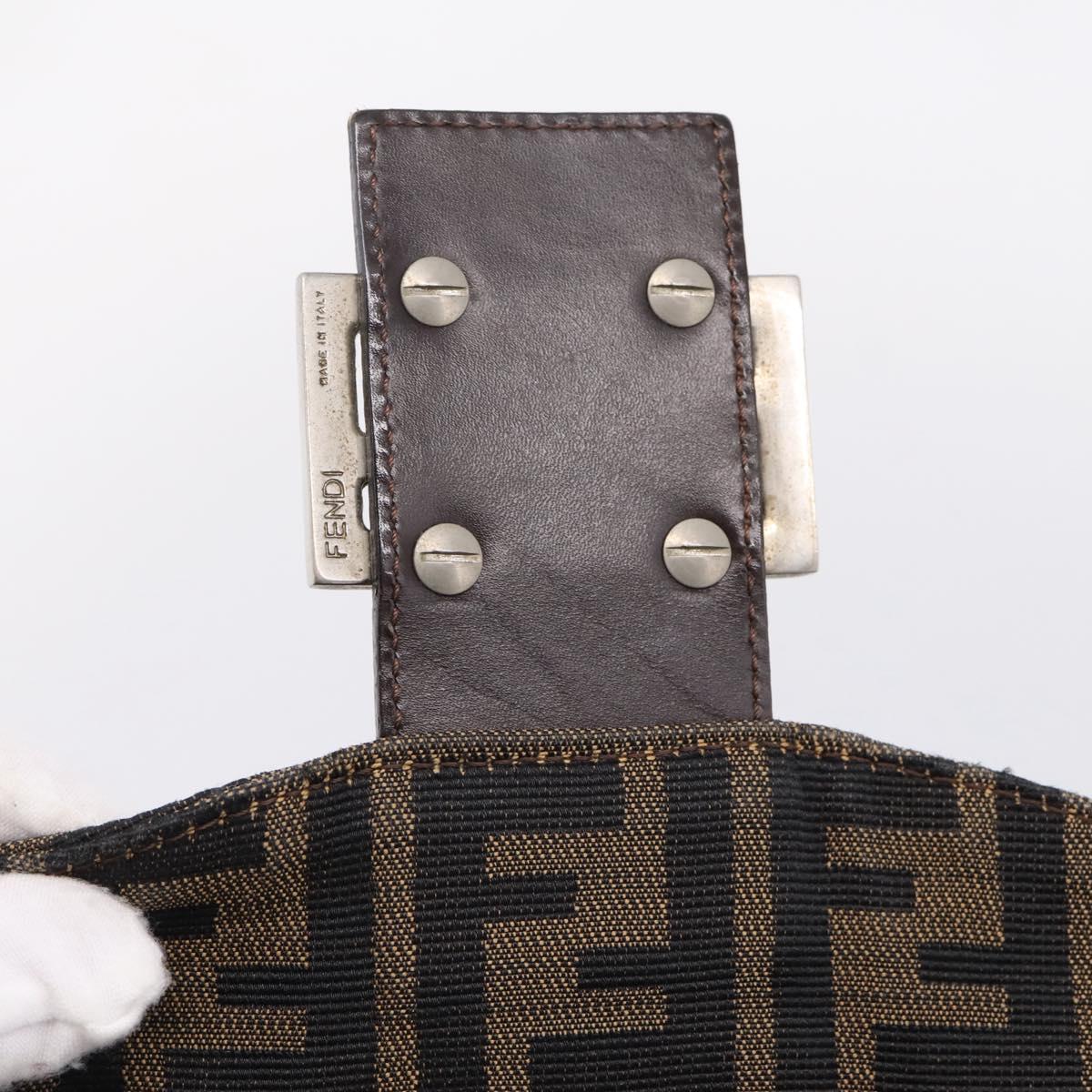 FENDI Zucca Canvas Mamma Baguette Shoulder Bag Brown Black 264260 Auth 208030