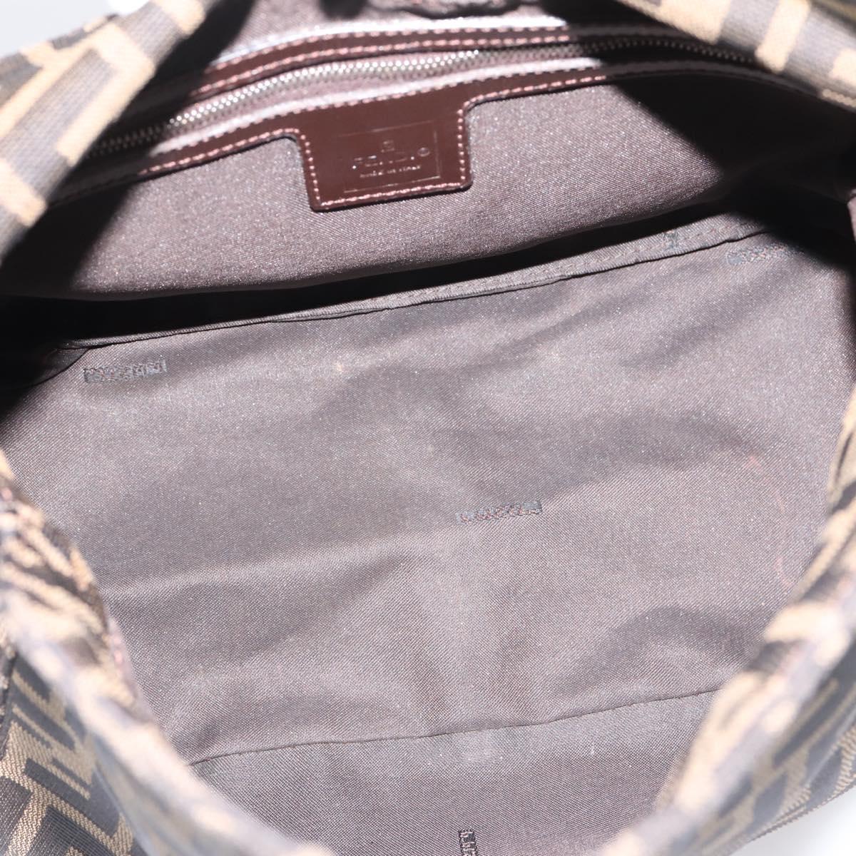 FENDI Zucca Canvas Mamma Baguette Shoulder Bag Brown Black 264260 Auth 208030
