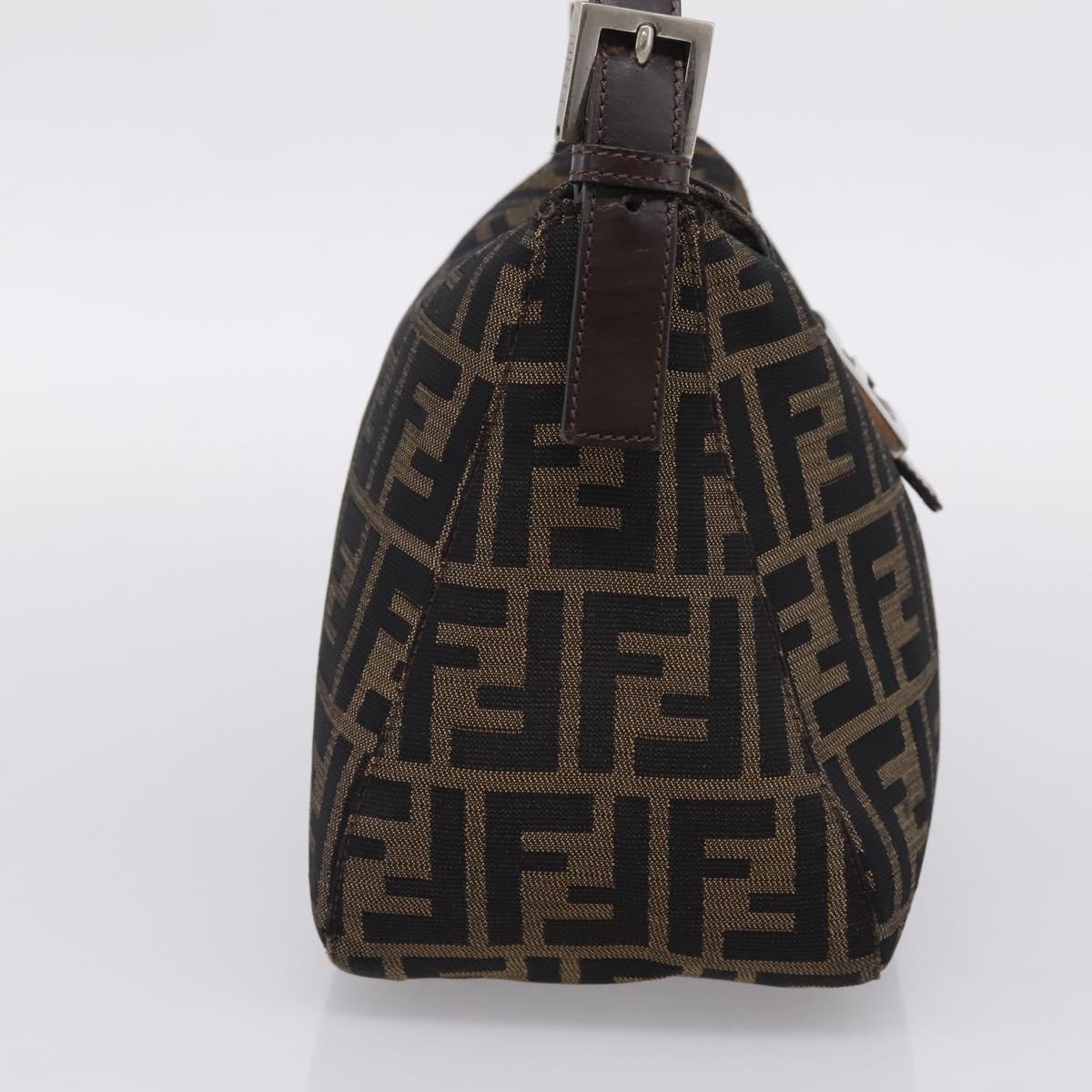 FENDI Zucca Canvas Mamma Baguette Shoulder Bag Brown Black 264260 Auth 208030
