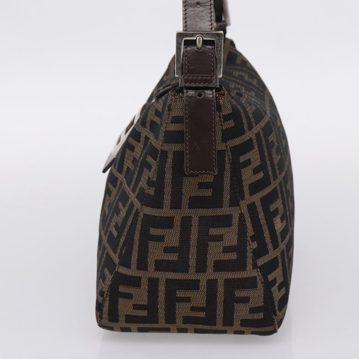 FENDI Zucca Canvas Mamma Baguette Shoulder Bag Brown Black 264260 Auth 208030