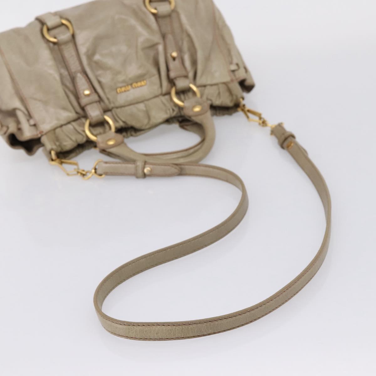 Miu Miu Hand Bag Vitellolux 2way Beige Gold Auth 208033A