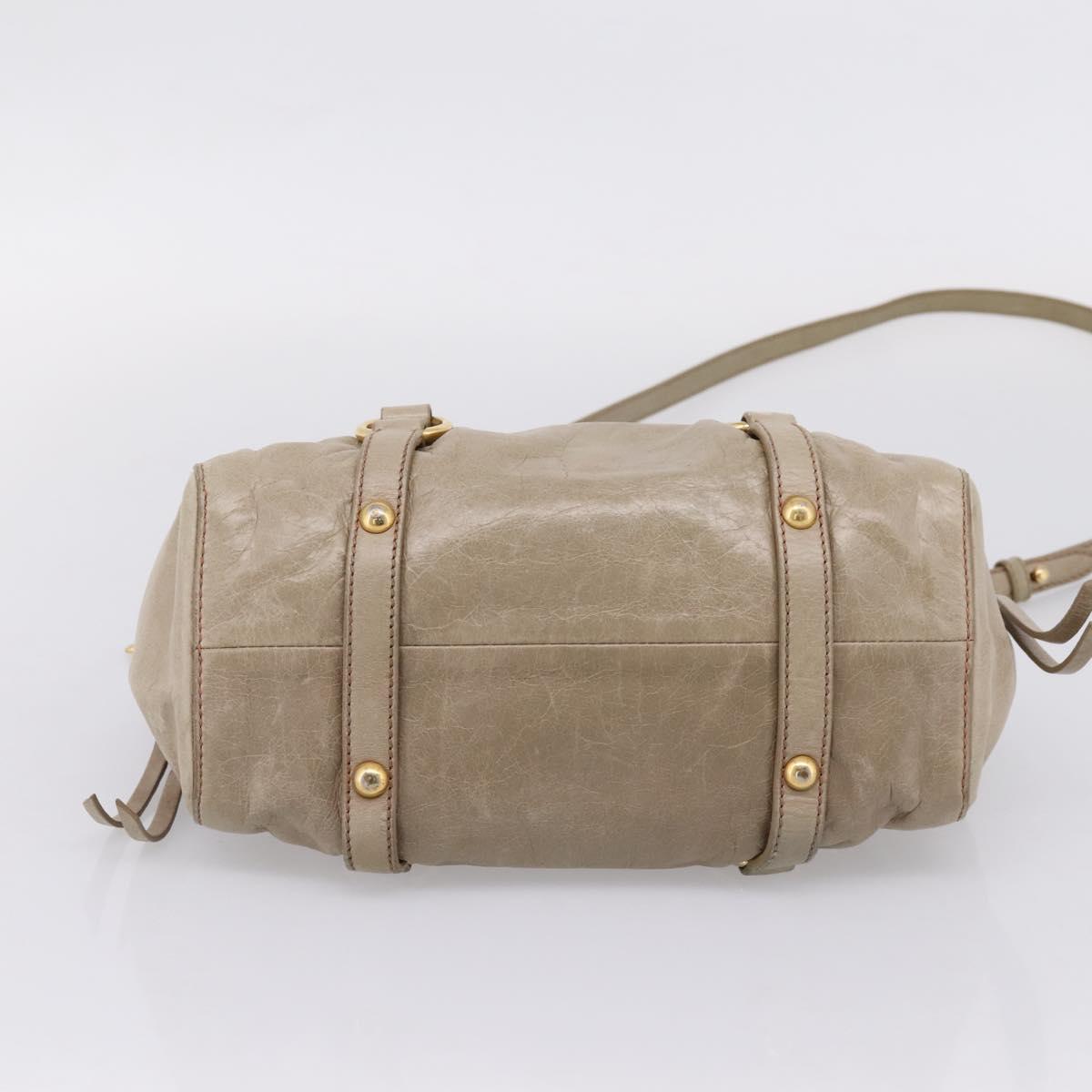 Miu Miu Hand Bag Vitellolux 2way Beige Gold Auth 208033A
