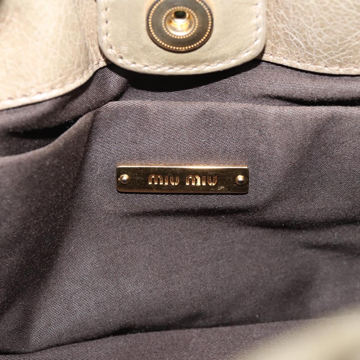 Miu Miu Hand Bag Vitellolux 2way Beige Gold Auth 208033A