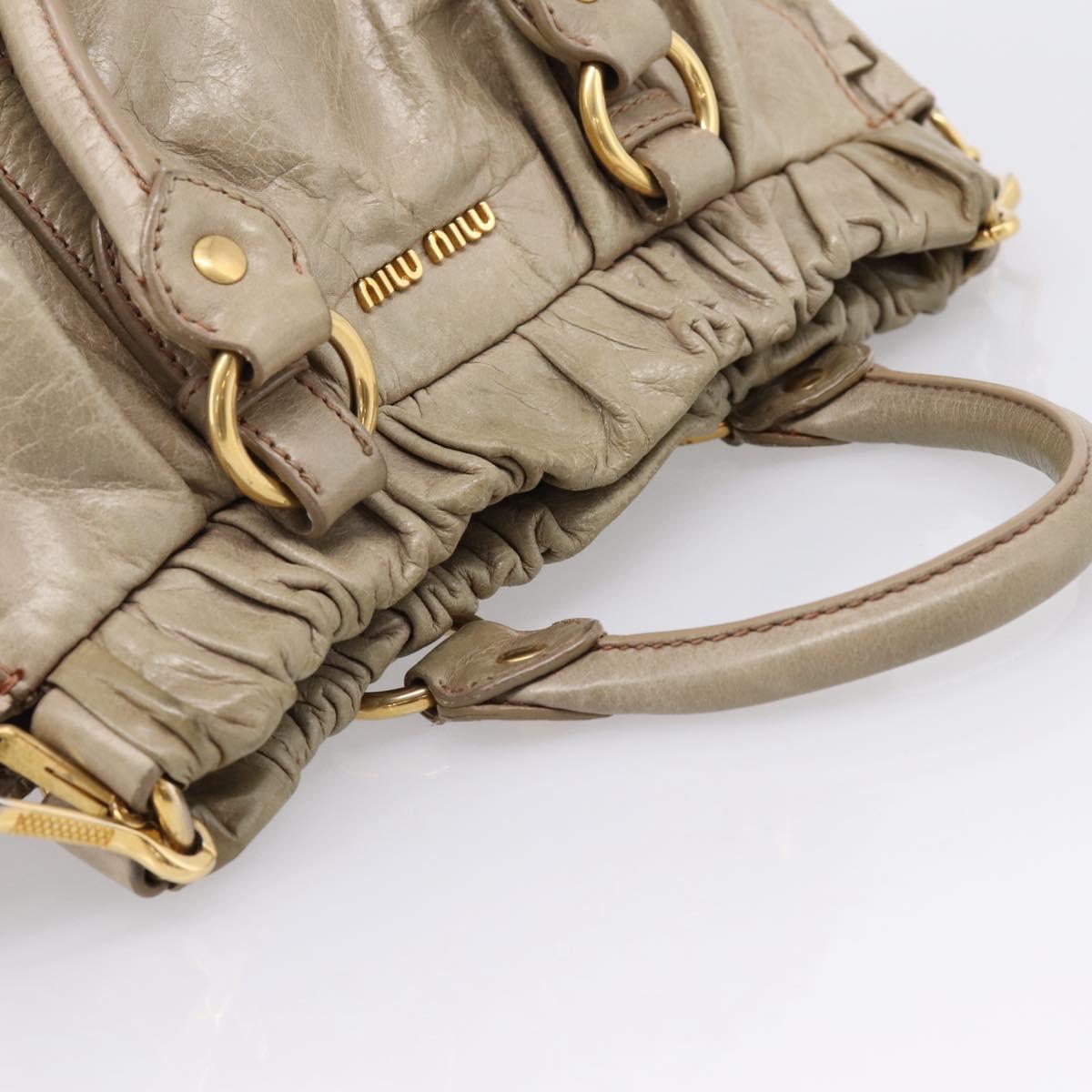 Miu Miu Hand Bag Vitellolux 2way Beige Gold Auth 208033A