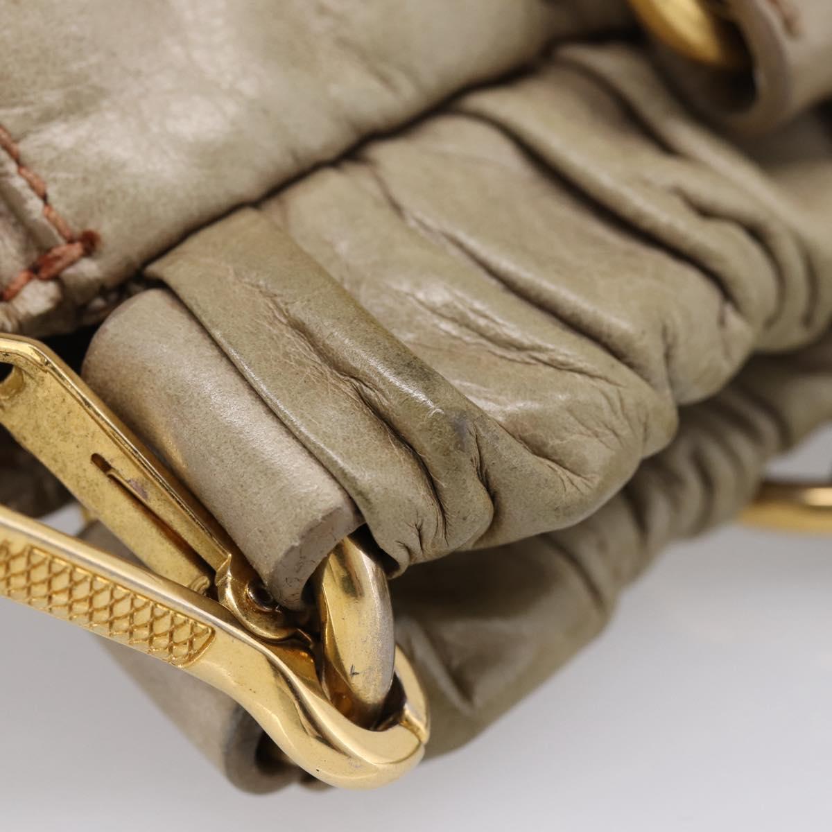 Miu Miu Hand Bag Vitellolux 2way Beige Gold Auth 208033A