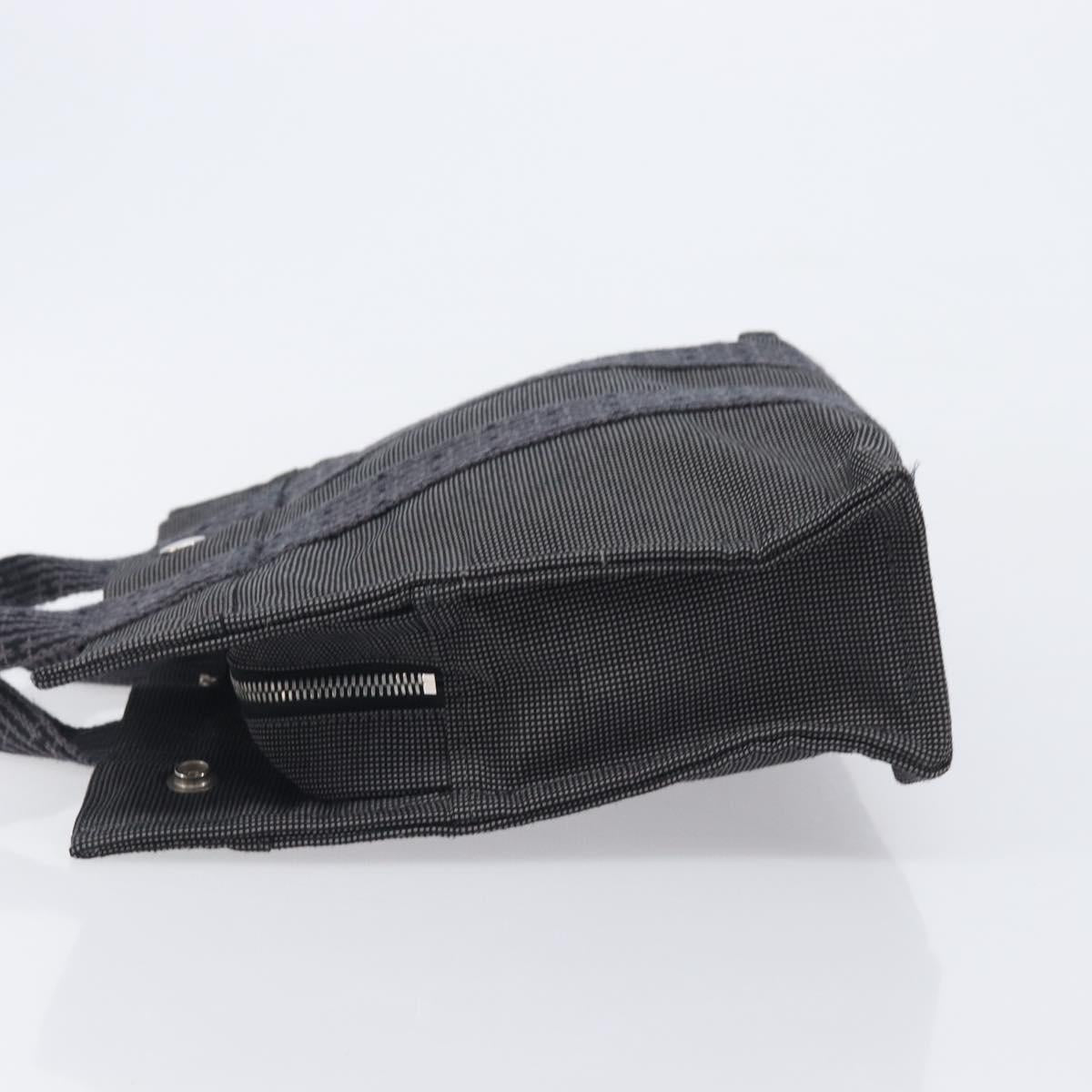 HERMES Her Line PM Hand Bag Canvas Gray Silver Auth 208040A