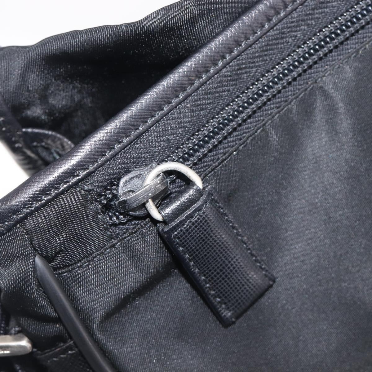 PRADA Shoulder Bag Nylon Black Silver Auth 208041A