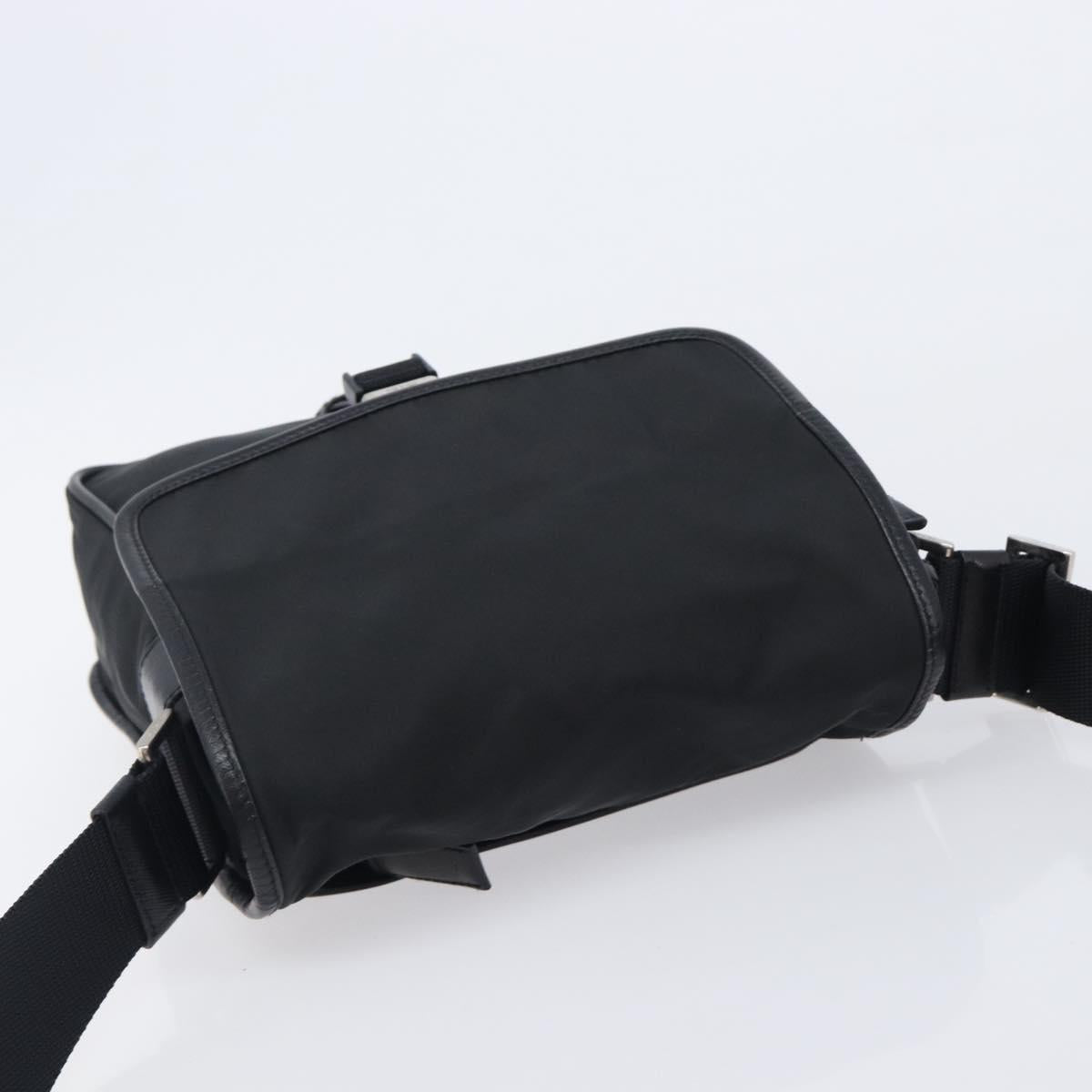 PRADA Shoulder Bag Nylon Black Silver Auth 208041A