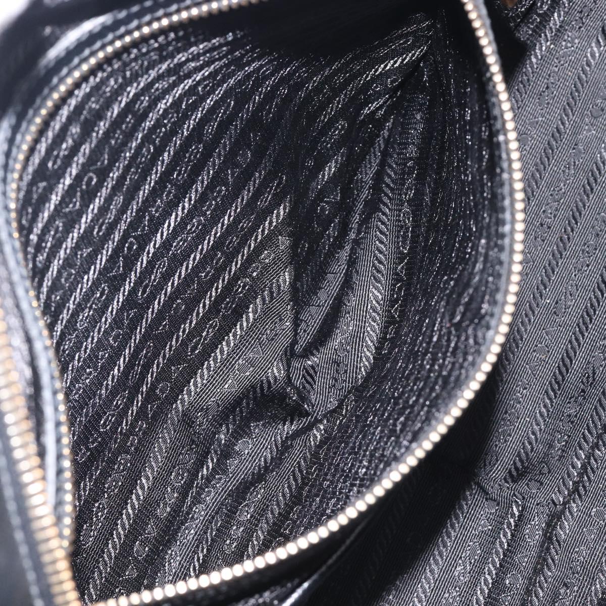 PRADA Hand Bag Saffiano leather Black Gold Auth 208042A