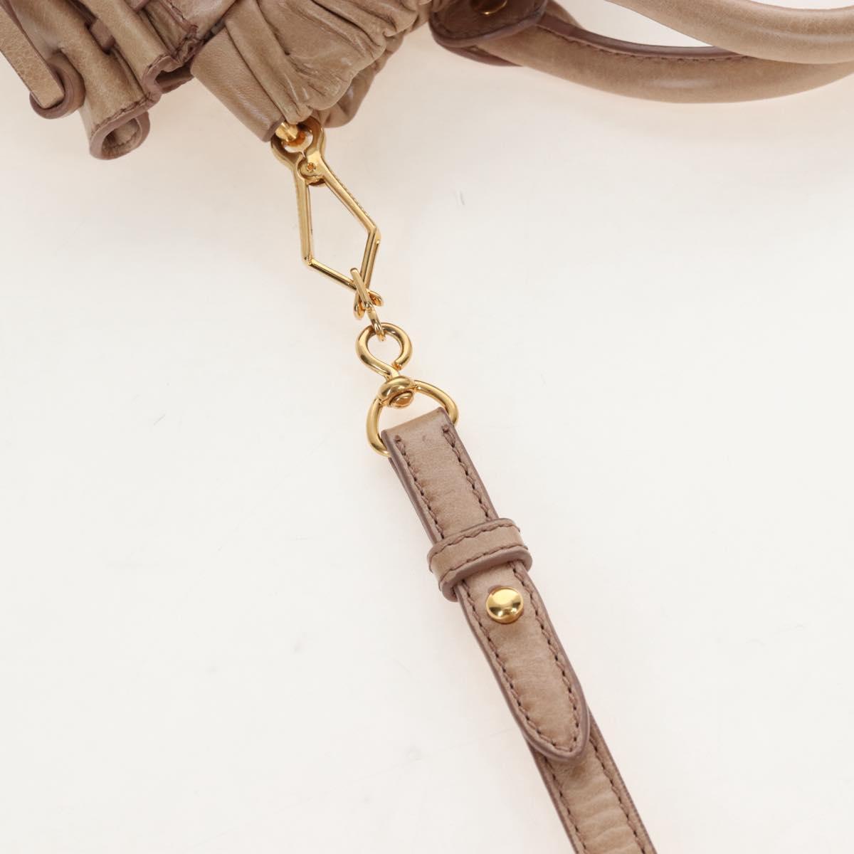 Miu Miu Hand Bag Vitellolux 2way Beige Gold Auth 208045V