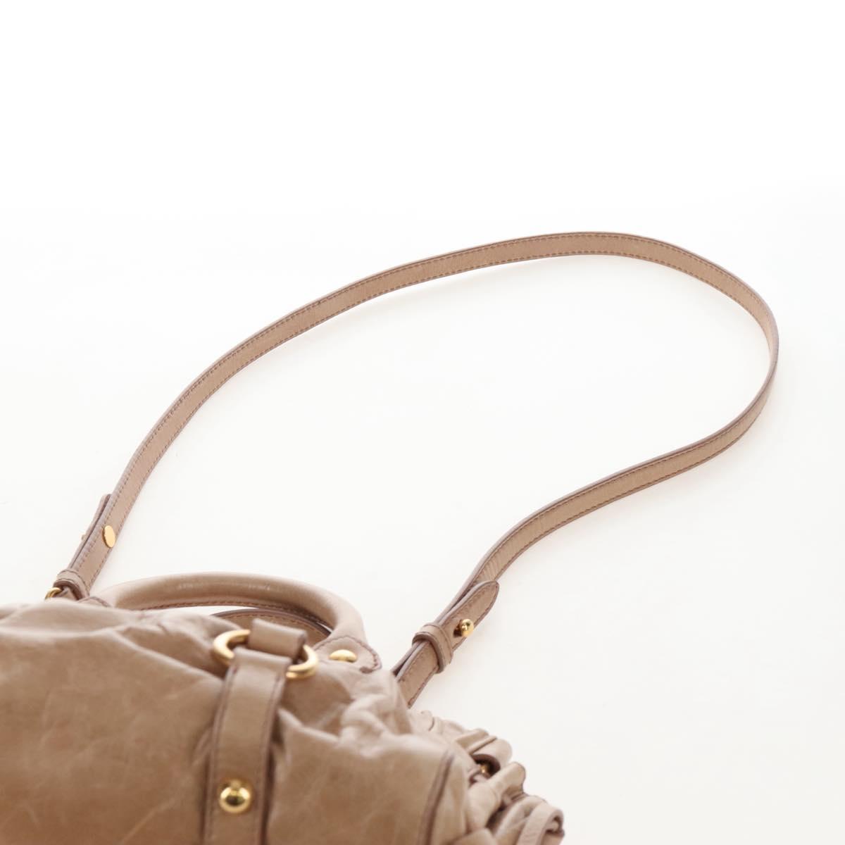 Miu Miu Hand Bag Vitellolux 2way Beige Gold Auth 208045V