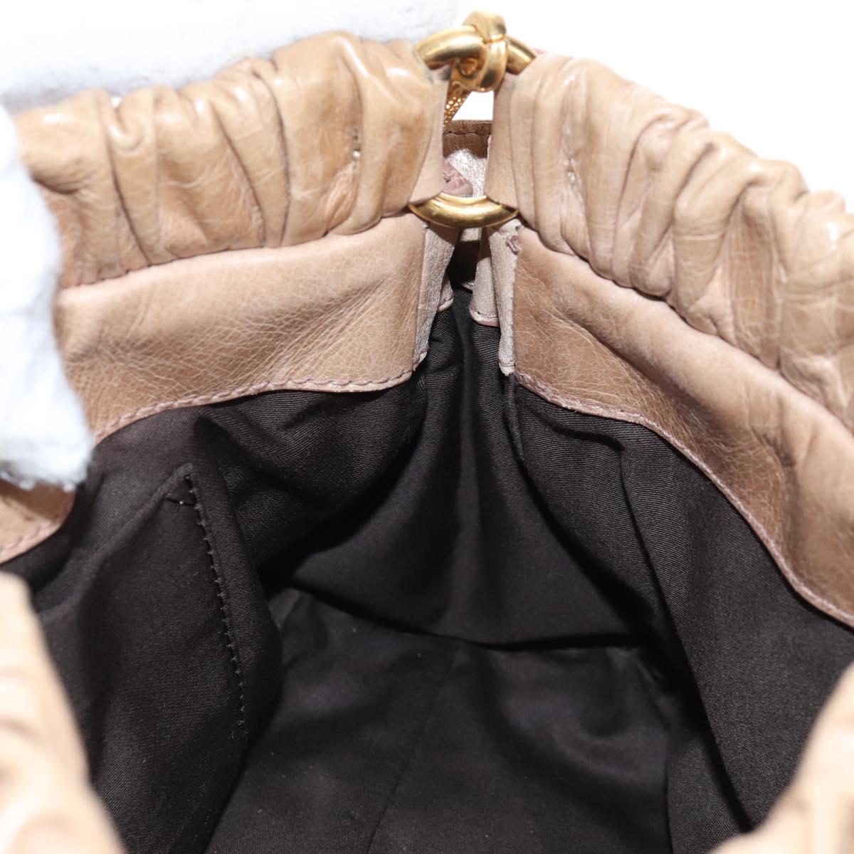Miu Miu Hand Bag Vitellolux 2way Beige Gold Auth 208045V
