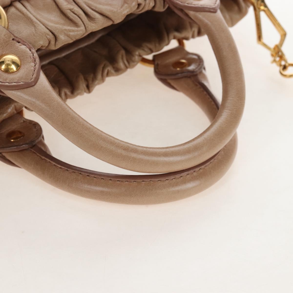 Miu Miu Hand Bag Vitellolux 2way Beige Gold Auth 208045V