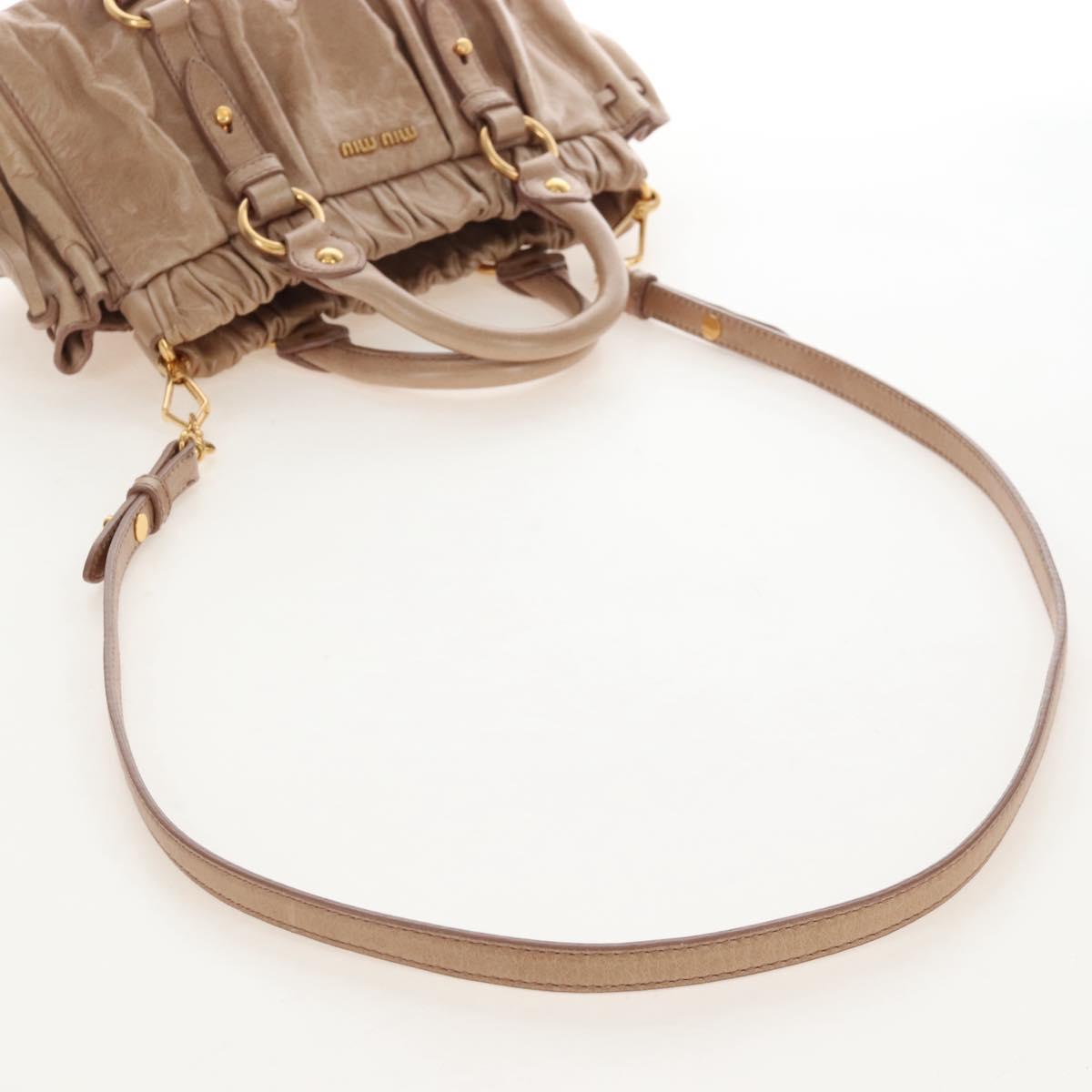 Miu Miu Hand Bag Vitellolux 2way Beige Gold Auth 208045V